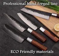 4 PCS Professional Cuisine Kitchen Couteaux Highcarbon Steel Chef Santoku Nakiri Kiritsuke Knives Cooking Tools Box Gifthar2309496