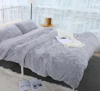 Modern Luxurious Plush Faux Fur Bedding Sets Solid Color Velvet Winter Duvet Cover with Pillowcase Twin Queen Size7211711