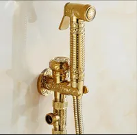 Vidric Bathroom Brass Gold Bidet faucet Tootew Shower Set Holderと15m Hose Hand Helld B faucets2368381を備えたポータブルスプレー