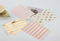 100 шт. 5 x 7 -дюймовых бумажных пакетов Kraft Foil Rose Gold Красочное апельсиновое чистка Черным розовым горошкам полосы шевронная конфеты Bag3683458