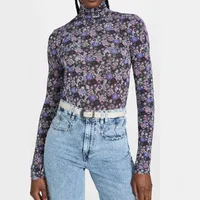Isabel Marant High Neck Pullover Print Slim Fit Stretch Unterwäsche Frauen Designer Langarm T-Shirt