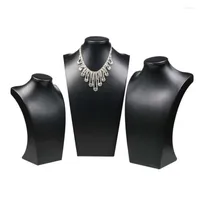 Jewelry Pouches 2022 Black Color Mannequin Shape PU Leather Stand Supar / Buste de busto colgante