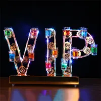 Creative VIP Shape LED Cocktail Tray Wine Glass Holder Rechargeable Bar NightClub Disco Party VIP Service Shot Glass Rack Decor