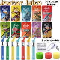 10 Flavors Jeeter Rechargeable E Cigarettes Disposable Vape Pen 1ml 0.5ml Empty Carts Preheat Vaporizer Micro With Bottom USB 180mAh Battery Packaging