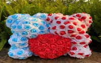 25CM Love Heart Rose couple Bear Artificial Flowers Soap Foam Rose Flower Panda Christmas Gifts for Women Valentine039s Day Gif9649970