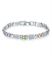 Pulseiras femininas pulseira de tênis de cristal de diamante que brilhava jóias de luxo com caixa de presente prata menina zircão de zircão aniversário para frie3220520