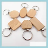 Other Festive Party Supplies Wooden Keychain Carving Diy Keychains Festive Round Shape Pendant Bank Key Ring Creative Buckle Drop Dhcnx