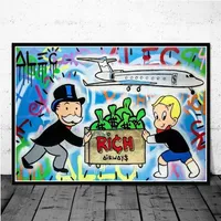 Alec Graffiti Monopólio Millionaire Money Street Art Tela impressões pintando imagens de arte de parede para sala de estar decoração de casa Cuadr207f233p