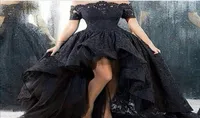 2016 New Sexy Black Lace Evening Dresses Ball Gown Floorlength OffThe Shoulder Vestidos Longo Celebrity Prom Gowns WD1708526705