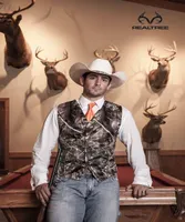 Vintage Camo Groom Vests Hunter Country Cowboy Wedding Realtree Spring Camuflage Mens Armas de vestu￡rio de 2 pe￧as Conjunto de vestes Vestie M7013068