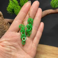 Dangle Earrings Natural Jadeite Jade Ring18Kブドロップクリスマスギフトウェディングファッションクラシックジュエリーカーニバルパーティー