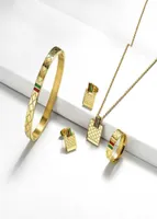 Baoyan Men Gold Plated Famous Brand Necklace Earrings Jewelery Jewlery Jewelry Set Women 316 Rostfritt stål Set Joyas273S8611467