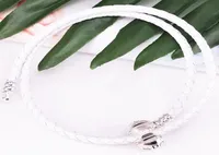 Pandora Moments Double Woven Leather Bracelet Ivory White Authentic 925 Sterling Silver Style Jewelry 590745CIWD Bracelet6369136