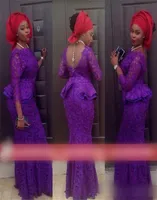 2019 Lace Evening Jurken Mermaid Nigeria Aso Ebi Styles Fashion Formal Wear Cheap Formal Prom Dresses SWEP Train5431893
