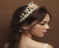 Gold Vintage Bridal Bijoux Headry Perle Hair Accessoires Crystal Hair Band Bands Bridal Crown Tiara Wedding Jewelry HT1217926942