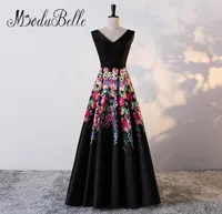 Modabelle Long Evening Dress 2018 Цветочный припечаток Black Mother of the Bride Dresses v Neck Formal Prom Party Gowns9599366