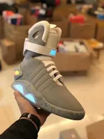 2023 NEW TOP 2020 Automatic Laces Air Mag Back To The Future Glow In The Dark Gray Basketball Shoes Marty McFly's LED Shoes Lighting Mags Black