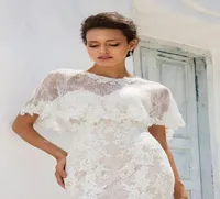 2018 Aplique Wedding Jacket Wraps para Novia Capa de boda High Wedding Bordado Capa de encaje Chaqueta Bridal Bolero encogimiento de hombros Dubai Abaya1268111