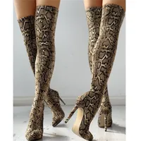 Boots snake print women's boots high over the knee high elastic boots 12CM stiletto high heels 311 12 BBZAI 221114