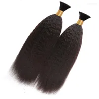 Human Hair Bulks Kinky Straight Bulk For Braiding Brazilian Remy No Weft 3pcs/Lot Extensions Black Women