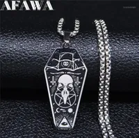 Afawa Witchcraft Buitre Coffin Pentagram Invertido Collares de acero inoxidable Invertido Pendientes Mujeres Joyas de color de plata N3315S0216742181
