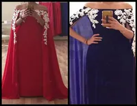 2018 Bateau Style Arabic Long Red Evening Dressos Ladies Festal Party Vias Apliques de renda Prom Party Dress Made Made Plus 7857697