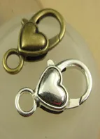 120 Stcs Lot Lobster CLASPS HEARTHED ANTIKE BRONZE ANTIKEL SILVER FￜR OPTION 26MMX14MM 1QUOTX48QUOT3029936