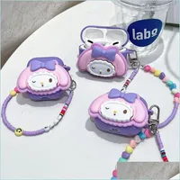 Cell Phone Cases Cute Kawaii Purple Melody Earphone Cases For Airpods 1 2 3 Pro Sile Wireless Bluetooth Headset Er Airpod New With D Dhm6Y