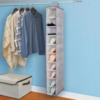 Storage Boxes Hanging Closet Shelf 10 Grids Shoe Organizer Classfication Rack Lingerie Dustproof Bedroom Space Saving Case