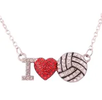 HS13 I Love You Silver Crystal Red Volleyball Ball Ball Necklace Jewelry for Girlfriend6093421