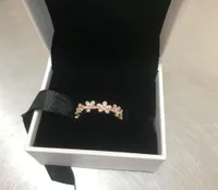 NEW 18K Rose Gold CZ Diamond RING Set Original Box for Pandora Real 925 Silver flowers Fashion Luxury Wedding Ring For Women2401838