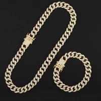 CHOKERS UN SET HIP HOP HOP Miami Curb Neckace Cuban Chain Necklace Golden Gold Out CZ Rapper Link Cugh Silver Color Men 221115