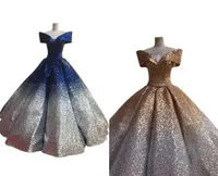 Çarpıcı Donanma Altın Balo Akşam Elbisesi 2022 Kısa Kollu Gradyan Ombre Tasarımcı Balo Koyu Gowns Women Forical 4649807