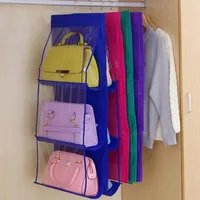 Storage Boxes 6 Pocket Hanging Bag Organizer Wardrobe Transparent For Handbag Closet Shoes Door Wall Sundries Pouch
