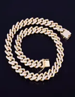 14mm Miami Cuban Choker Square Link Men039s Halskette Gold Silber Farbe Eced Cubic Zirkonia Rock Hip Hop Style Juwely7818968