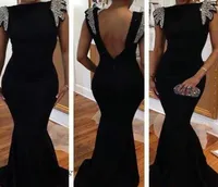 Black Open Back Evening Dresses Mermaid Backless Sparkling Luxurious Unique Long Evening Gowns Vestidos De Fiesta2754009