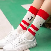Women Socks 1 Pair Cotton Cool Lover Stripe White Female 36-43EUR