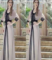 Винтажные черные кружевные платья Kaftan Arabic Jalabiya Moroccan Dubai Muslim 2019 Abaya в Dubai Long Prom Maxi Evening Dress Rope Mar4259180