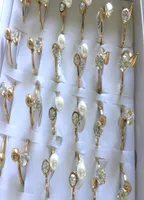36pcs de qualidade de ouro peral zirc￣o inoxid￡vel a￧o CZ An￩is de casamento para homens e mulheres J￳ias de noivado de casamento inteiras4560025