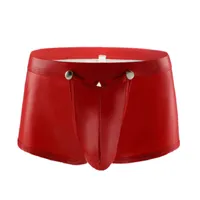 Sous-pants Sexy Men Plus Size Open Hollow Out Boxers Faux Leather Stage U Convex Pouche gay Us Subswear Cock Ring Jockstrap F15