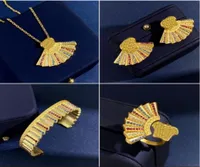 Fashion Basilisk Medusa card women Necklace Stud Earring sets Brass 18K gold plated ladies fan skirt diamonds Designer Jewelry Va01057725