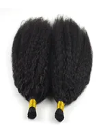 Cabello virgen brasileño I Tip Human Hair Extensions 1GS 100G Natural Black Color Kinky Curly Relino Callar itip 100 Huam3778730