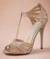 Шампанское блестящее свадебная обувь изготовлена ​​на заказ кожаная подошва TSTRAP SEMEARD TOOPS TOO 4QUOT Кожаные каблуки Women Sandals1813497