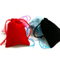 100pcs 5x7cm Velvet Drawstring Pouch BagJewelry Bag ChristmasWedding Gift Bags Black Red Pink Blue 4 Color Whole 586 T24876219