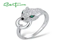 Santuzza Silver Ring For Women Pure 925 Sterling Leopard Panther Cubic Zirconia S Party Fine bijoux 2112174458390