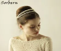Sorbern elegante bandana prateada capacete de cristal p￩rolas p￩rolas de p￩rolas de p￩rolas de p￩rolas de cocar de flor de flores de cer￢mica acc8667304