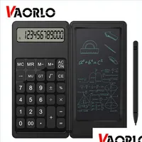 Calculators Vaorlo Foldable Calcator 6 Inch Lcd Writing Tablet Digital Ding Pad 12 Digits Display With Stylus Pen Erase Button Lock Dhkak