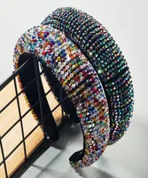 Baroque Beaded Thick sponge Headband for Woman Luxury Full Colorful Crystal Wide Hair Hoop Brida Wedding Hair Accessories6885261