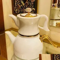 Teapots Fashion Teapot K￼chenwerkzeuge Kessel Oolong Porzellan Emaille Moderner Luxus stilvoller Lime Gaba Guan Souchong Tieguanyin 210813 DH4AD