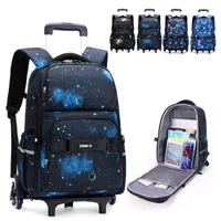 School Bags 2 6 Wheels Galaxy Rolling Trolley For Kids Boy Backpacks On Teenagers Luggage Bag Mochilas